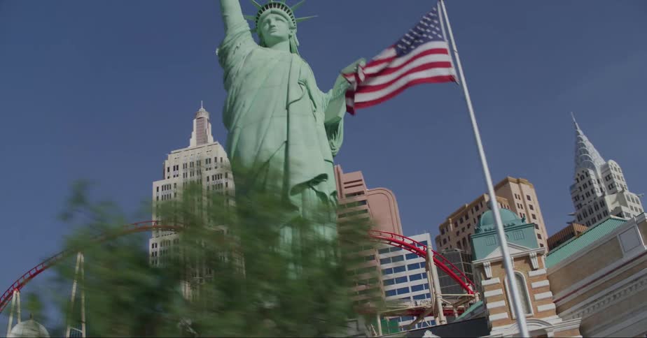 Scale model of the statue of liberty on the las vegas strip at daytime