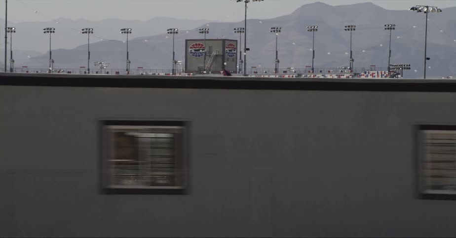 The stadium is near the mountains