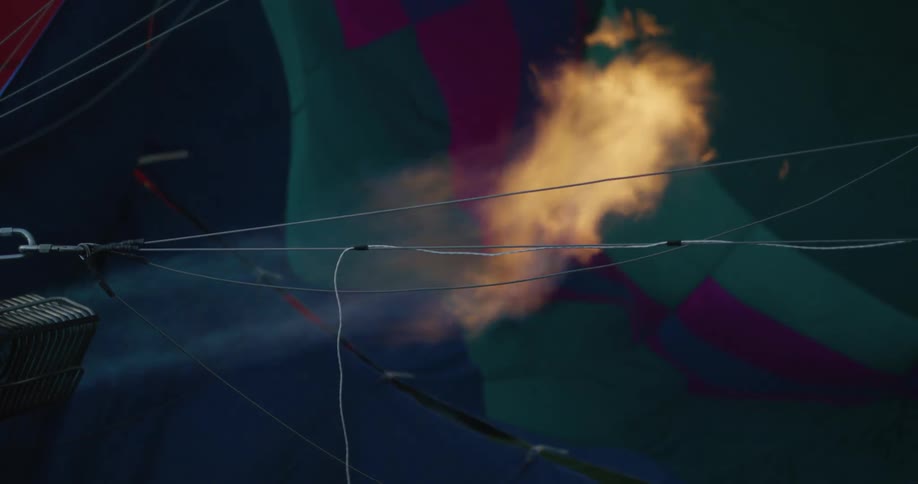 A flame inside a hot air balloon