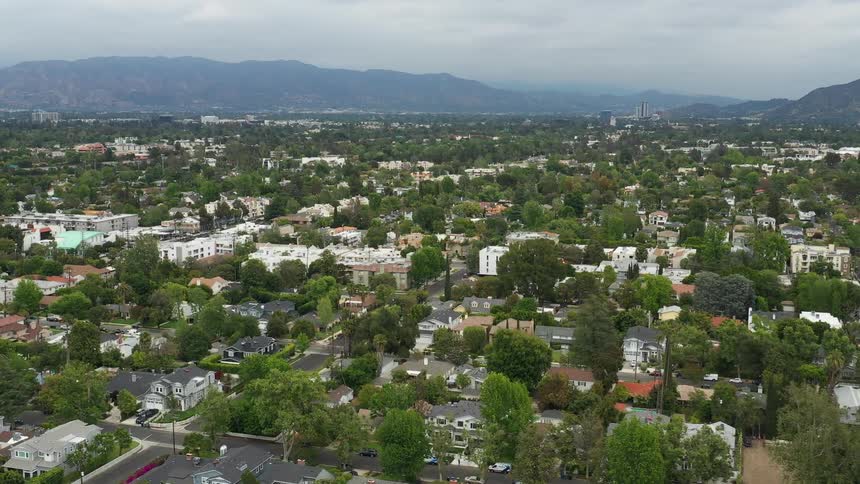 San Fernando Valley suburb on a cloudy day