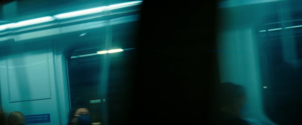 Subway train runs on track