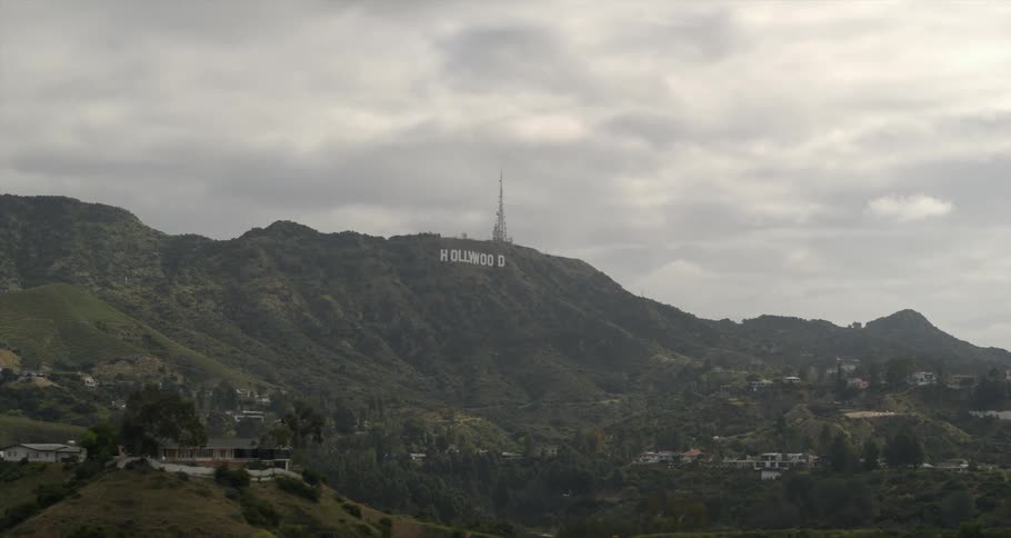 Hollywood Sign with Clouds Behind