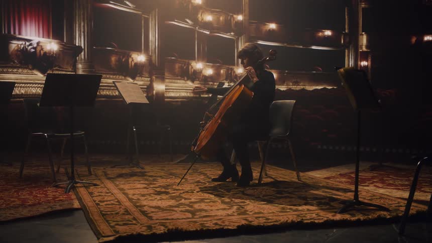 A young woman is sitting down in a chair and playing the violin