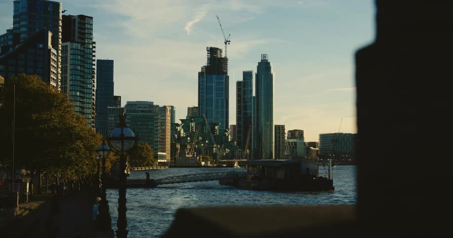 Skyscrapers and buildings on Thames Riverside