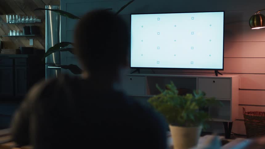 A person is using their cell phone while watching television