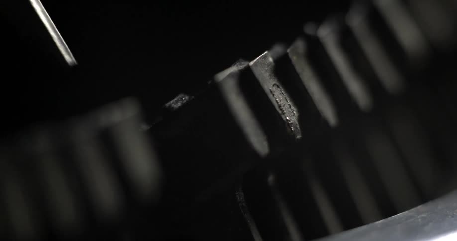 Extreme close-up of typewriter keys moving