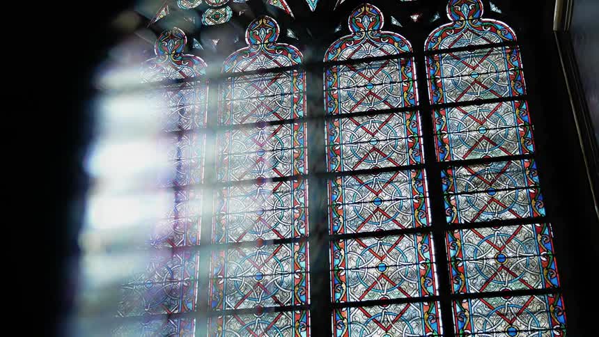 Stained glass windows in a church
