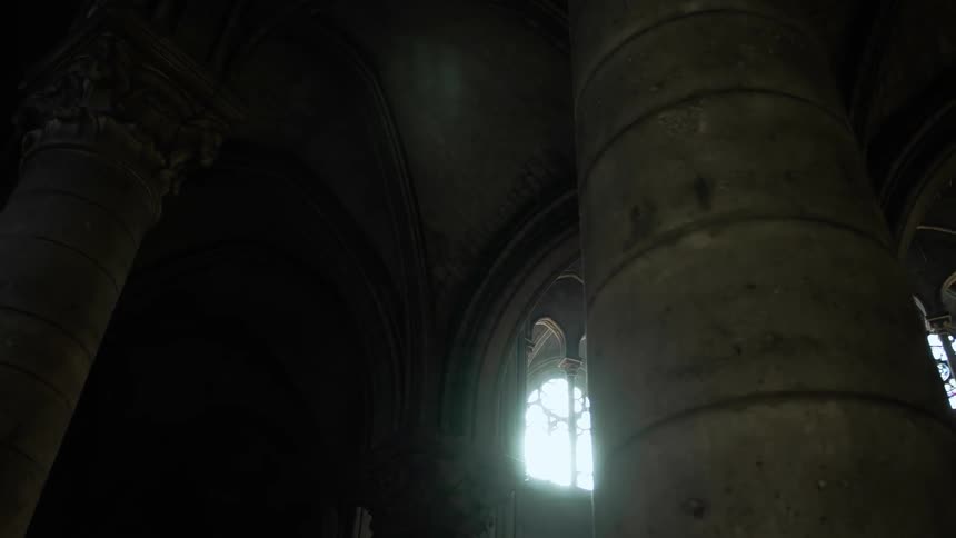 Sunlight streaming into a large church