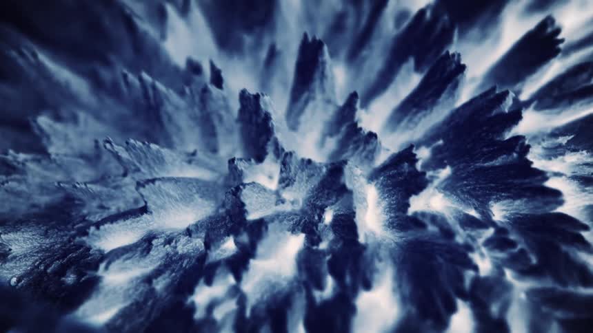 Uneven bumps on metallicsurface rise and fold back down