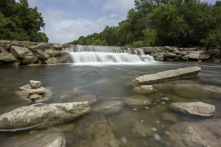 A waterfall in a river