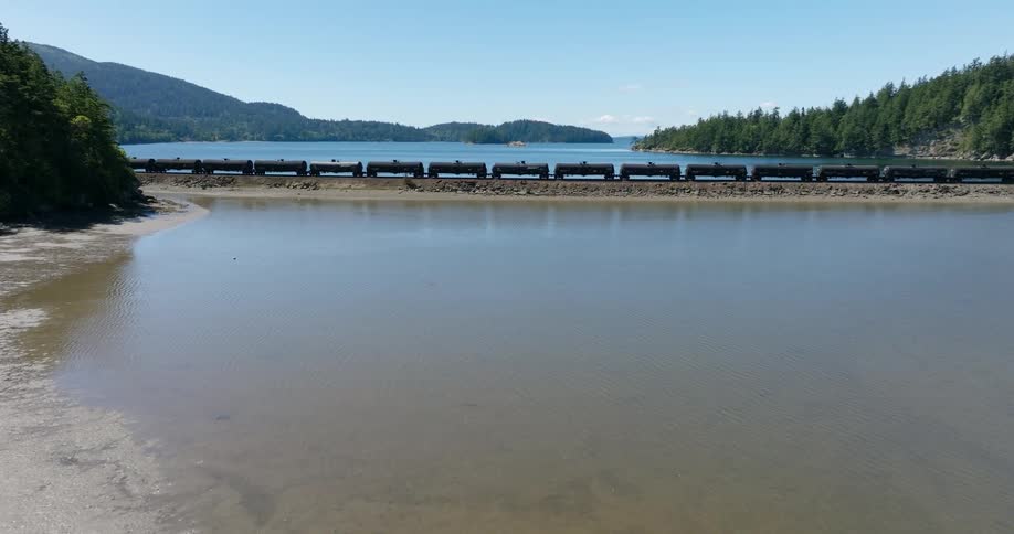 Tank cars travel through a fragile coastal environment