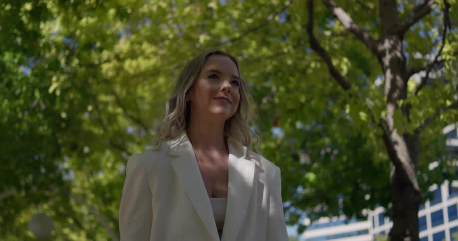 Woman walking down confidently