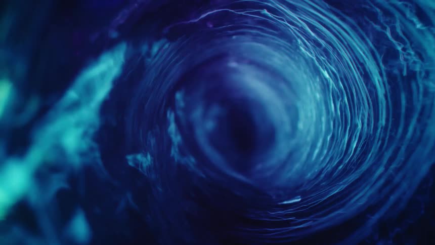 Blue lines swirl rapidly in a funnel shape