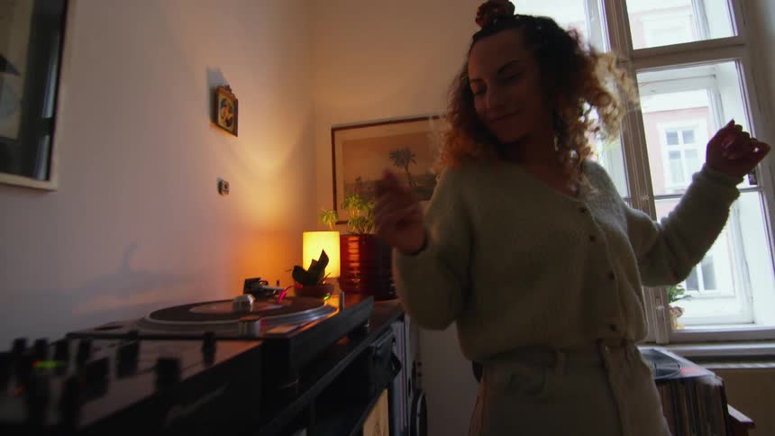 A woman dancing in a room