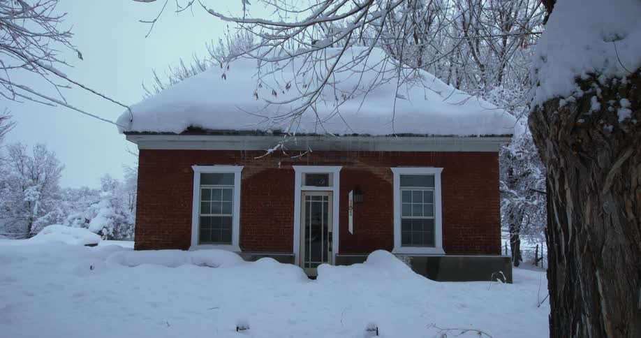 A view of snow on a house