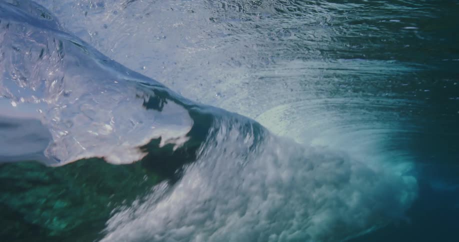 A large wave moves under the surface of the ocean
