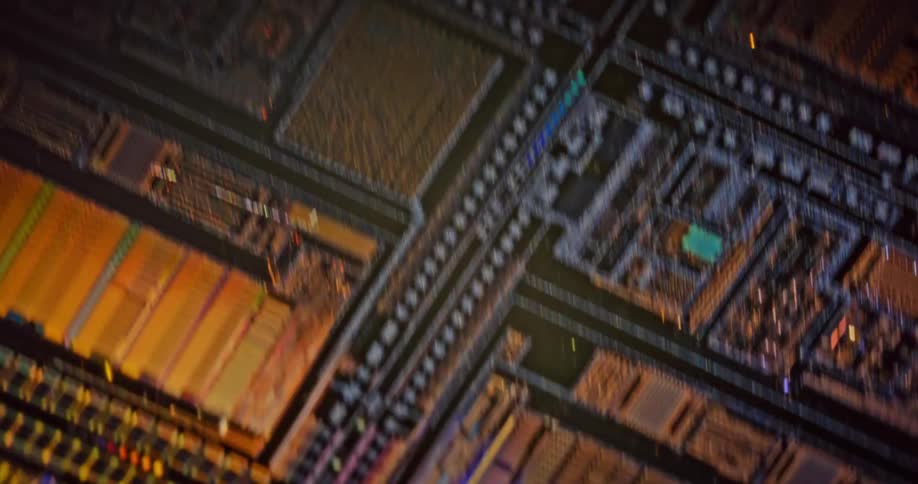 A light shining on microchips
