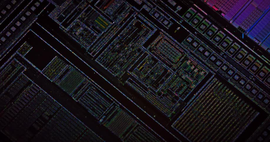 Fast orbiting shot of a circuit system