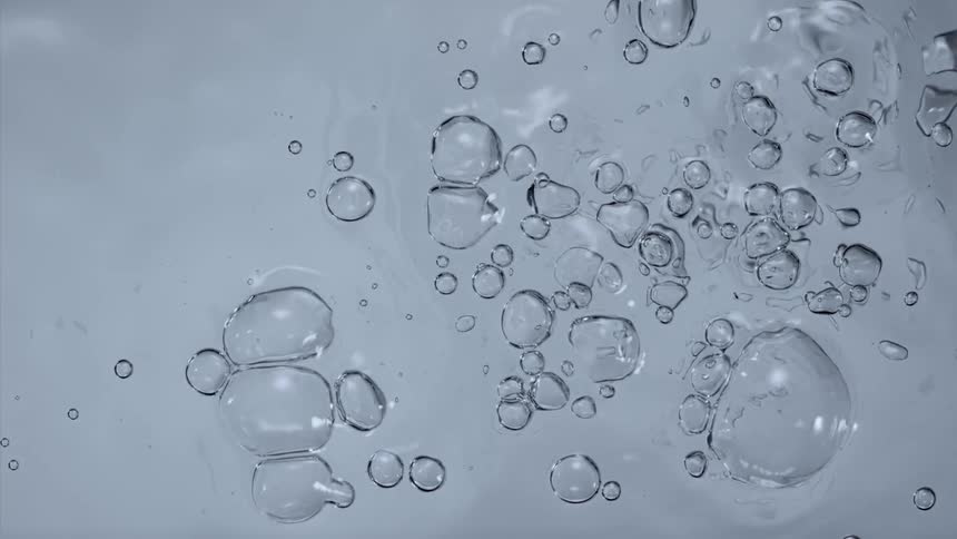 The bubbles move around in the water