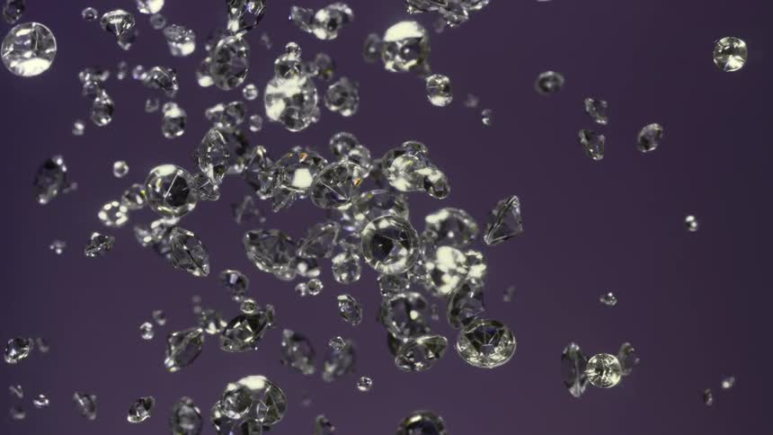 Shiny diamonds flying through the air