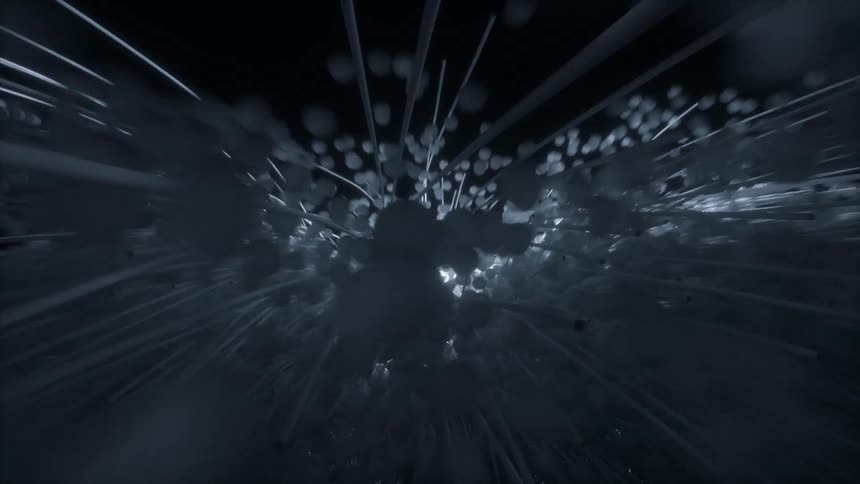 Particles are rushing through fiberoptic cables in a dark void