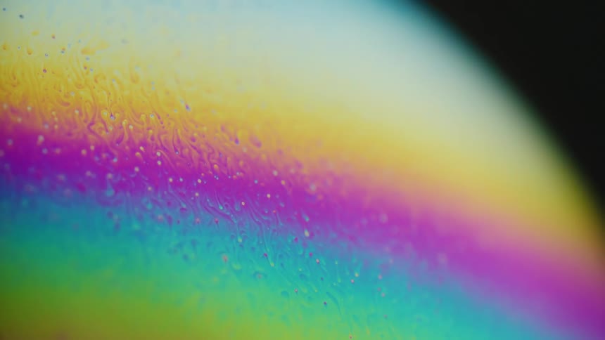The liquid is rainbow colored