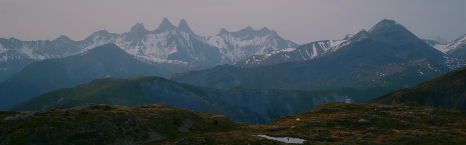 A photograph of a mountain range