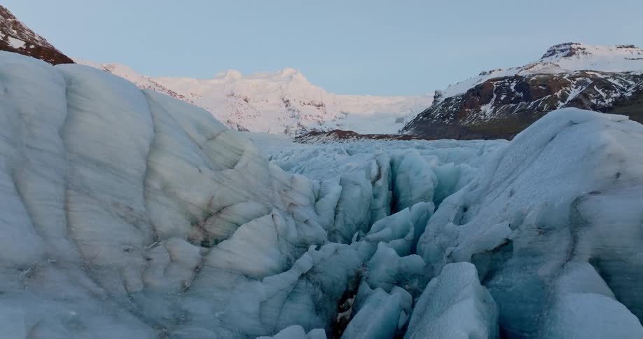 Snow and icebergs covering a remote landscape