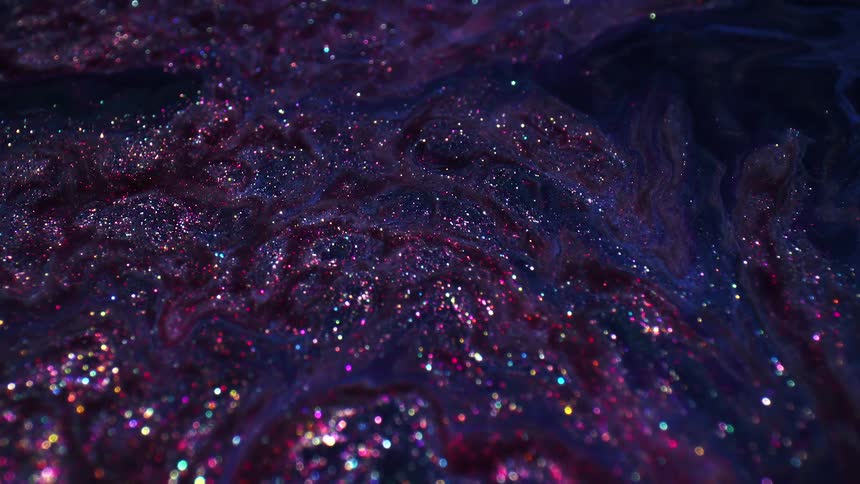 A close up footage of purple sparkle liquid flow