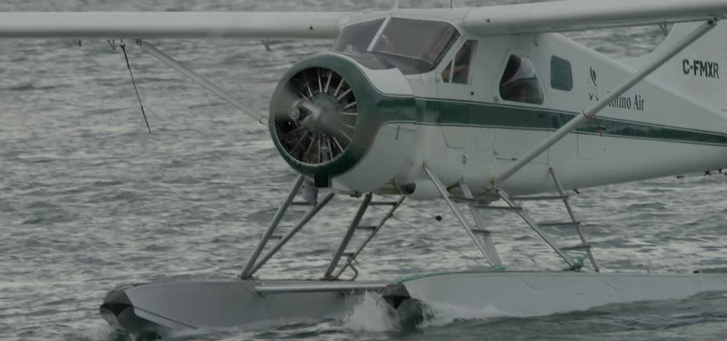 A plane is moving along the water