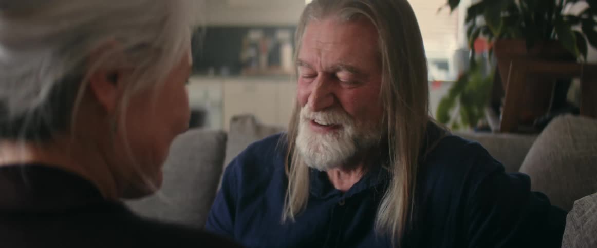 Old man and woman talking