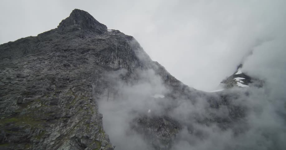 An aerial view of a large mountain range