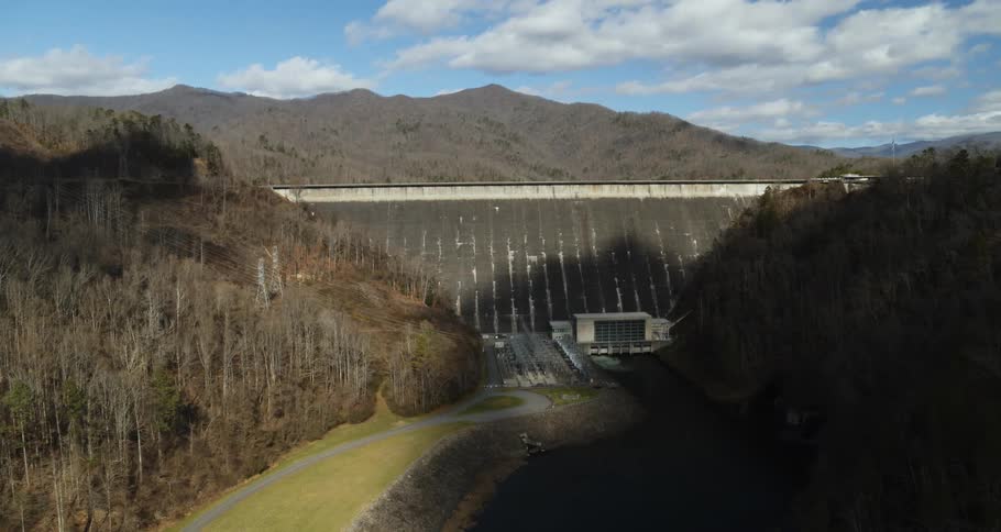 Large dam in hilly environment