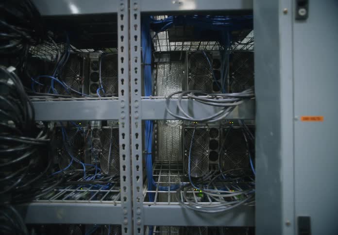 Slow dolly across server farm racks