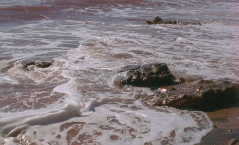 Waves crash on the shore