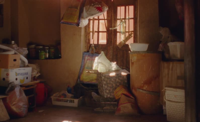 A basement filled with trash