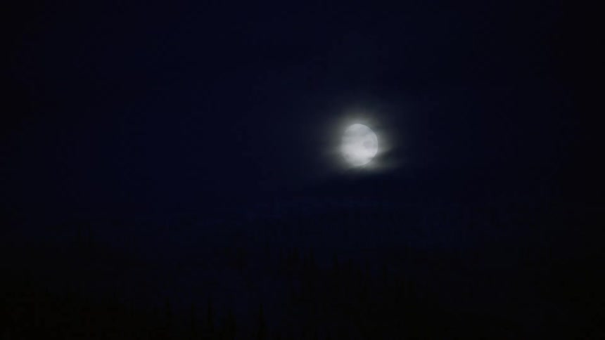 Full moon shines at night