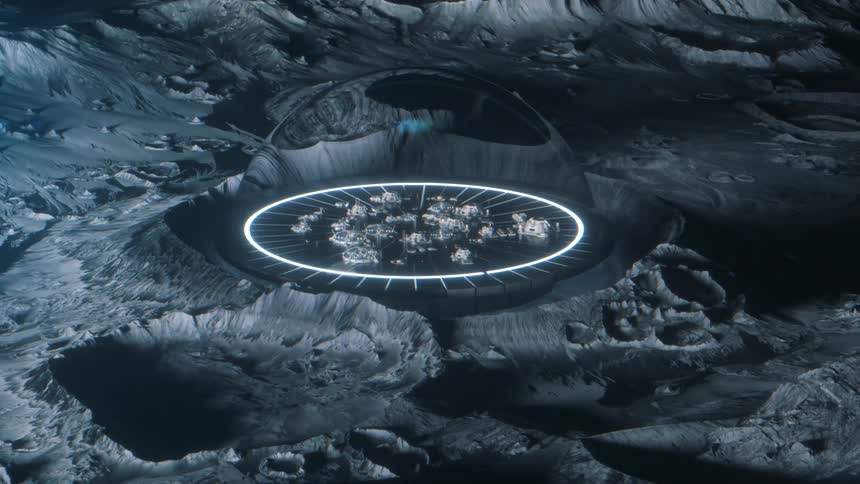 Shot of a dome lunar colony