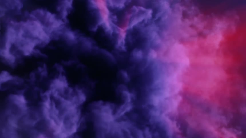 Lights flash in the purple clouds