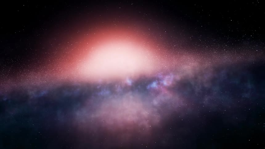A starry pink and purple sky with clouds