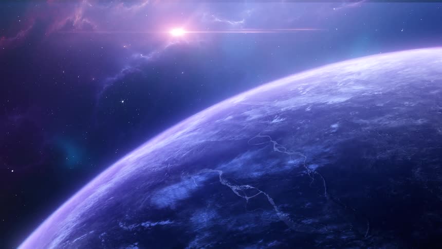 The purple planet is in space