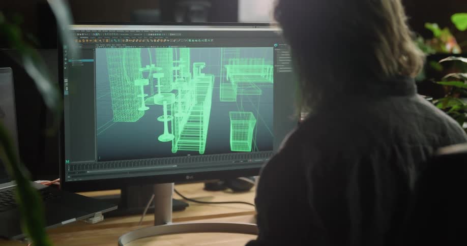 A person using 3d design software on a computer
