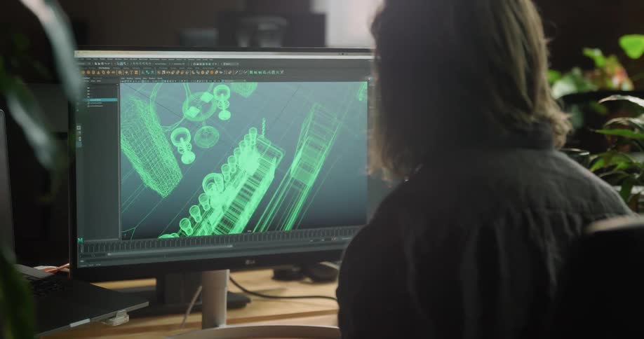 A person sitting at a desk looking at a computer
