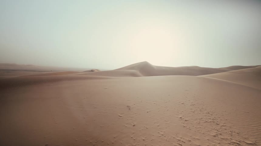 A wide view of dunes in a desert in Saudi Arabia