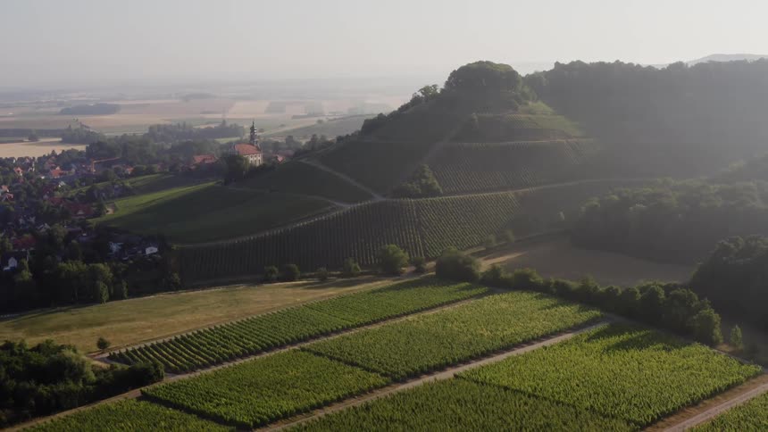 Shot of a farm with houses in a distance