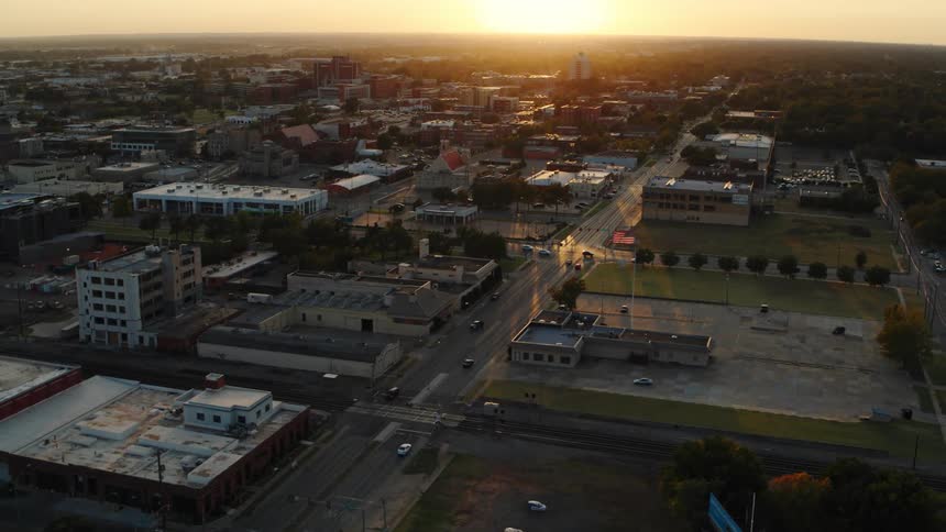 Shot of a setting sun on a intersection