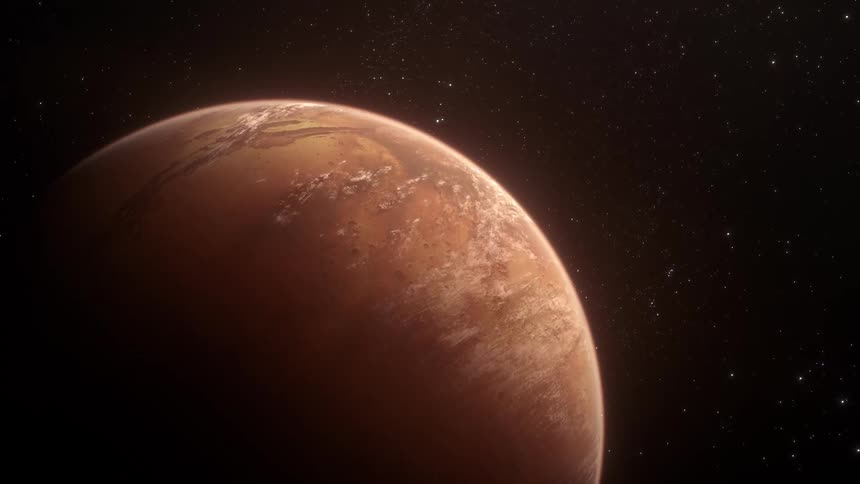 Planet Mars is rotating slowly in space