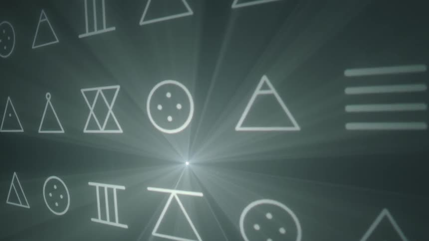 Various symbols shining on a lighted  screen