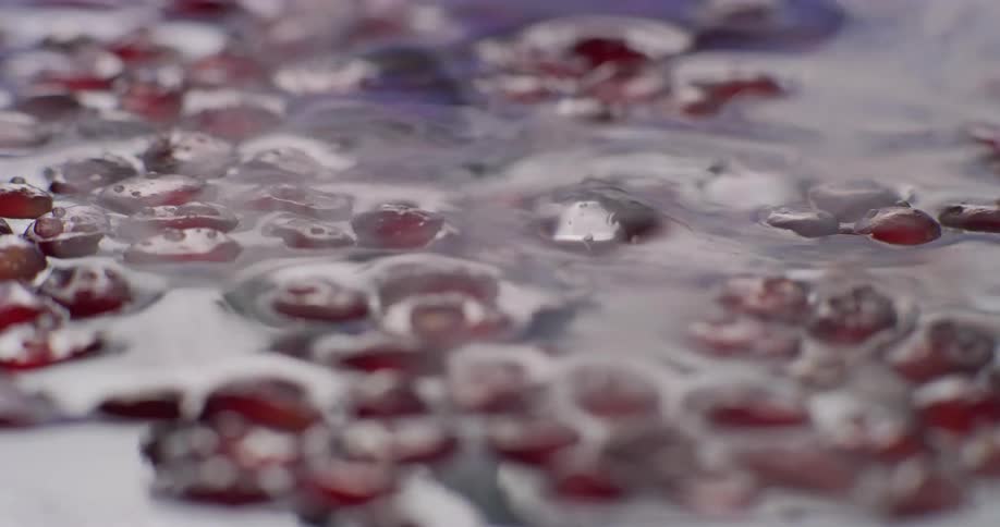 A grape fruit boilingwith water and bubble