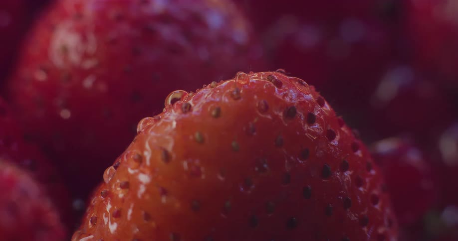 Extreme close up of fresh red strawberries